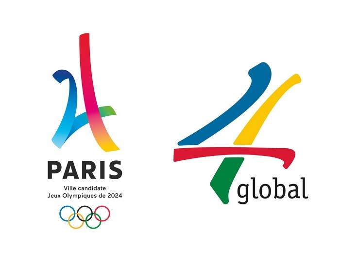 Paris 2024's logo was very similar to one used by the 4 Global consultancy ©Paris 2024/4 Global