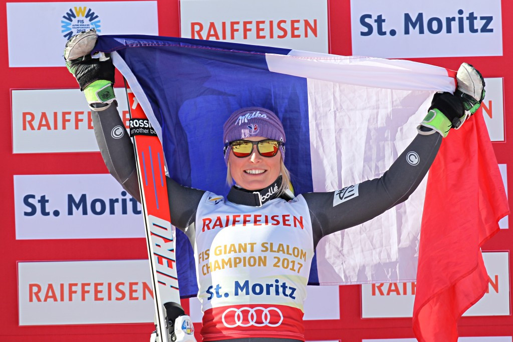 France's Tessa Worley won the women's giant slalom event at the World Alpine Skiing Championships in St Moritz today ©Getty Images