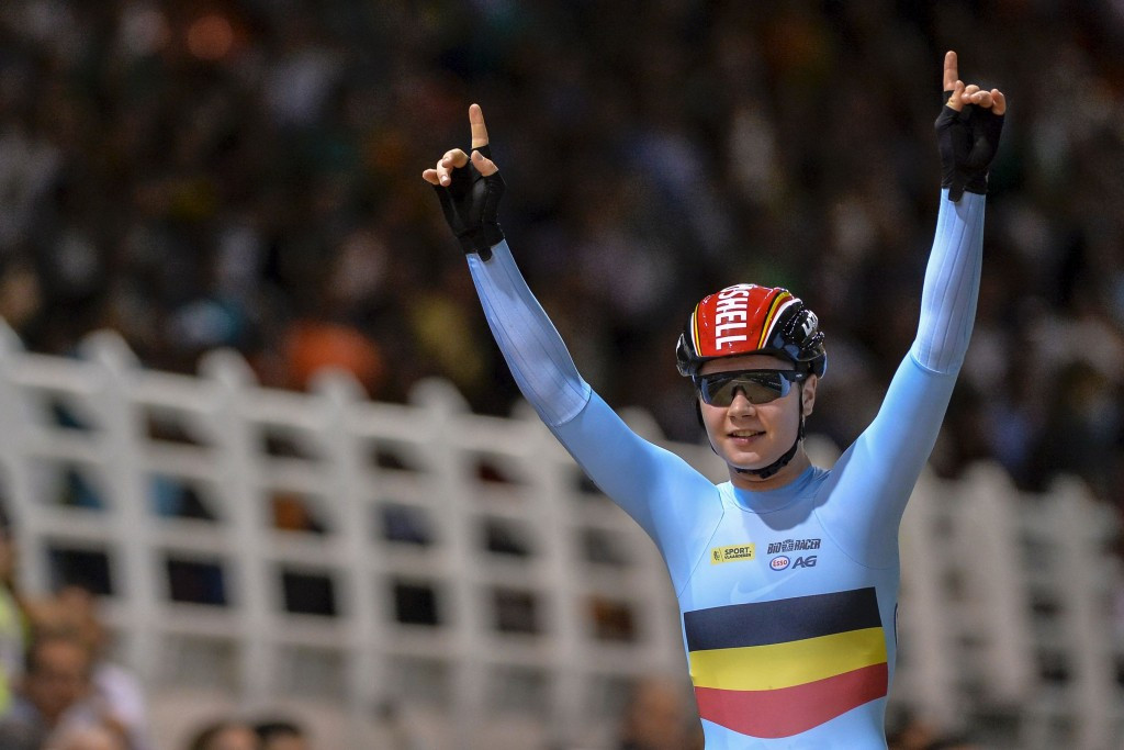 Lotte Kopecky celebrates her victory in the women's omnium event ©Getty Images