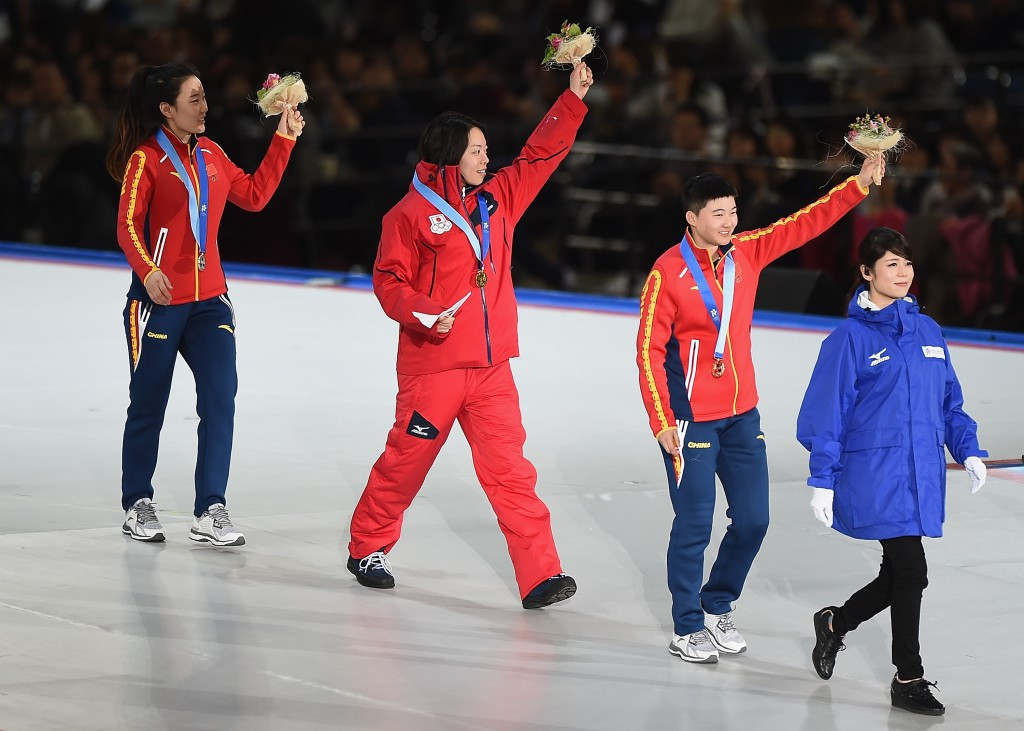 The athletes received their medals during the Opening Ceremony of Sapporo 2017 ©Getty Images