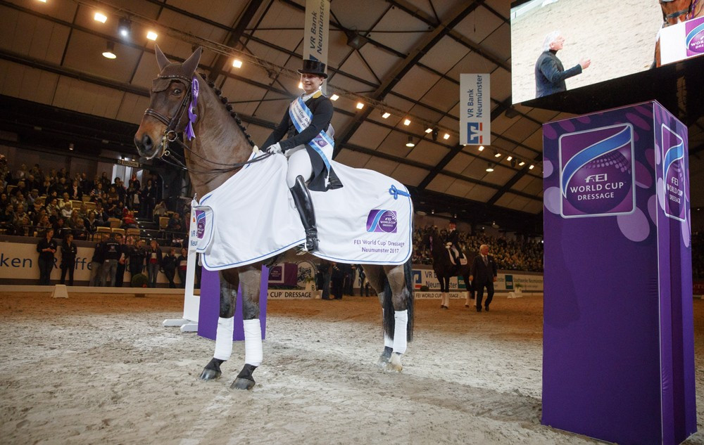 Isabell Werth won the FEI Dressage World Cup leg at Neumunster in Germany today ©FEI
