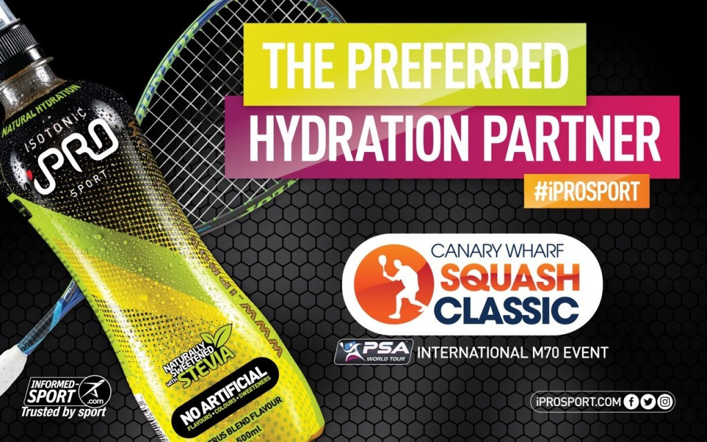 iPro Sport has been named as the 'preferred hydration partner' of the Canary Wharf Squash Classic ©PSA