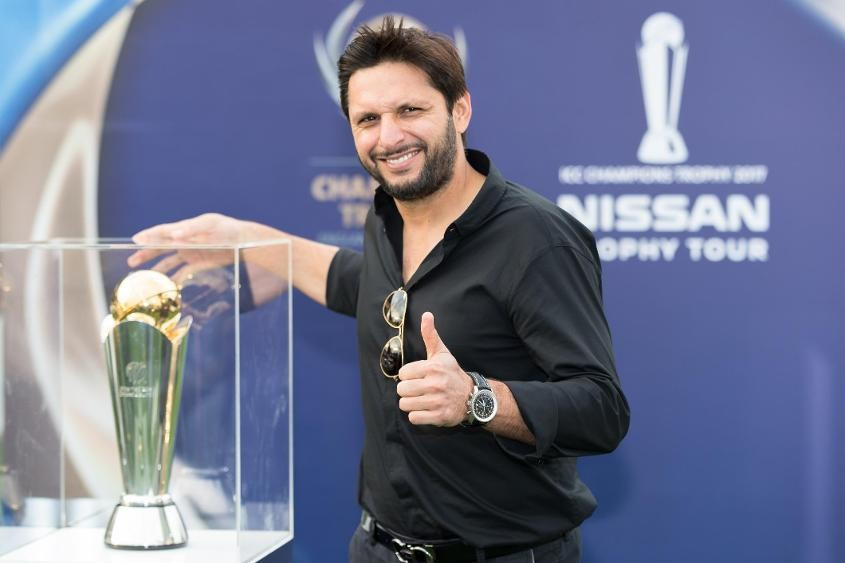 Former Pakistan captain Shahid Afridi attended the launch event in Dubai ©ICC