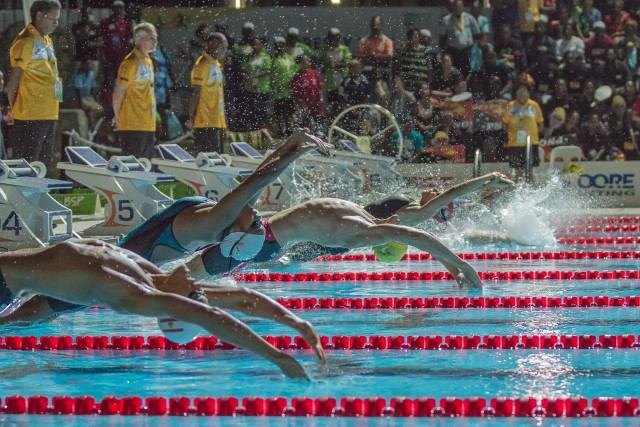 A further seven gold medals were awarded in swimming, three of which were won by New Caledonia ©Port Moresby 2015