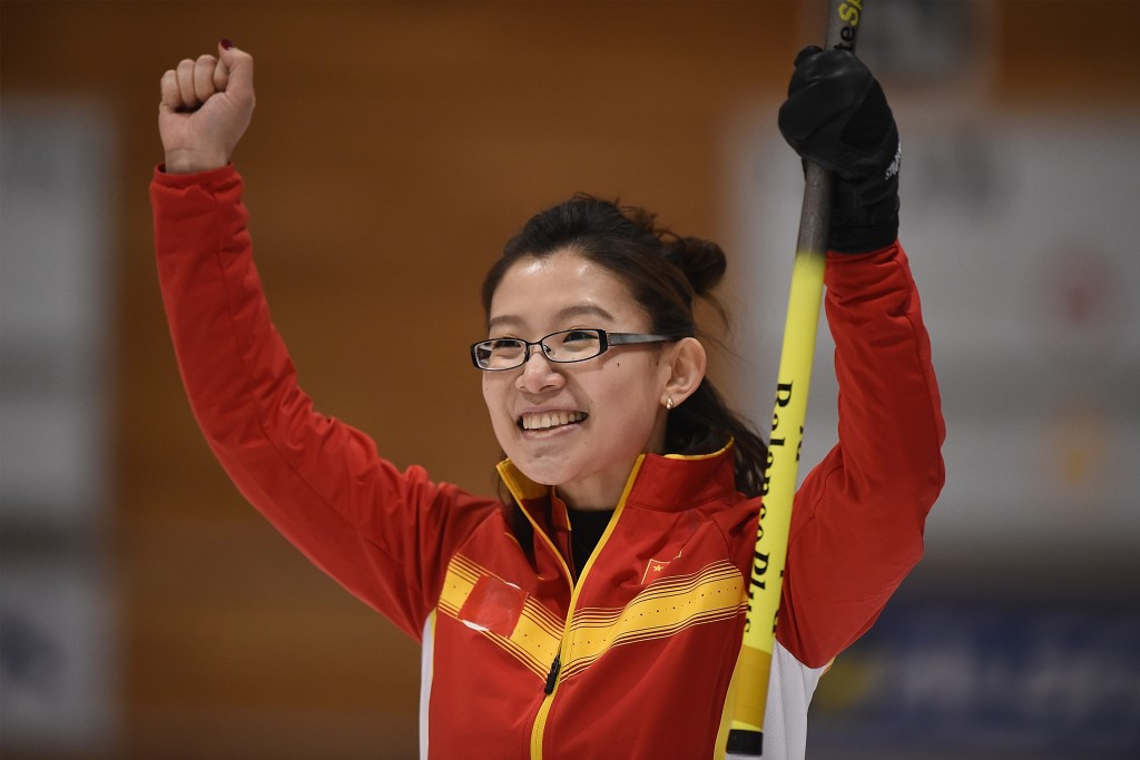 Bingyu Wang of China celebrates after winning curling gold ©Getty Images