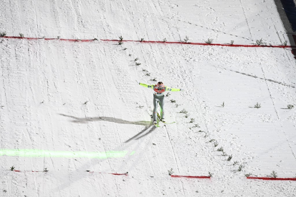 Austria's Stefan Kraft won the men's normal hill ski jumping event ©Getty Images