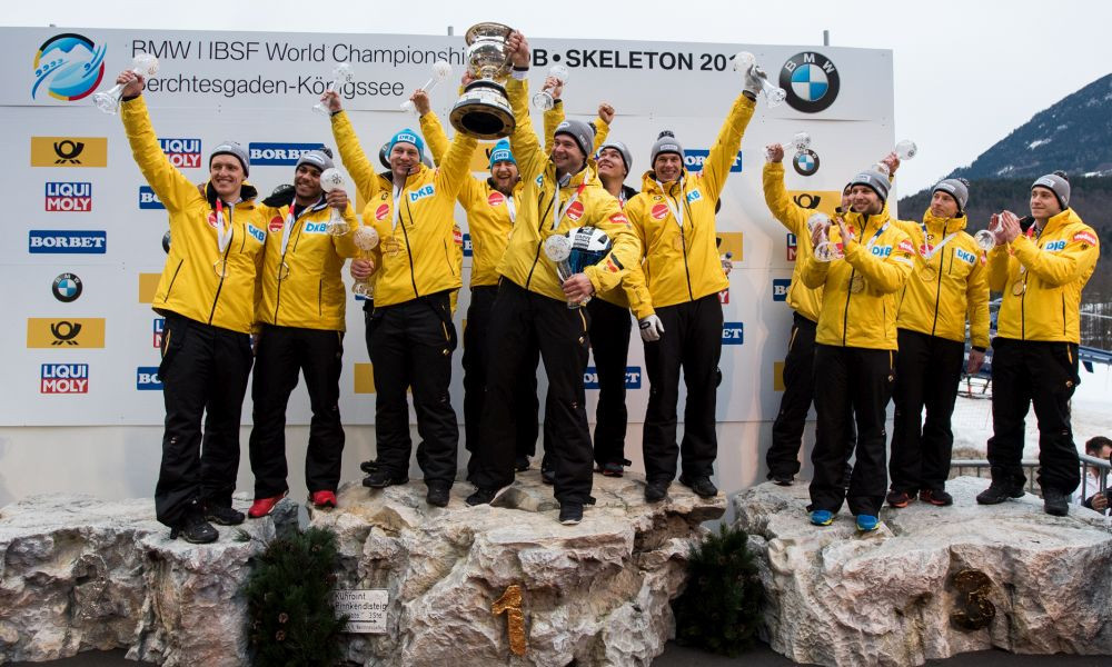 The four-man bobsleigh crown was shared between two German teams ©IBSF