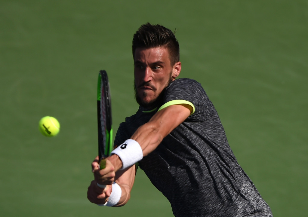 Bosnia and Herzegovina's Damir Dzumhur pulled off the shock of the day when he beat defending champion Stan Wawrinka in the first round of the Dubai Tennis Championships ©Getty Images