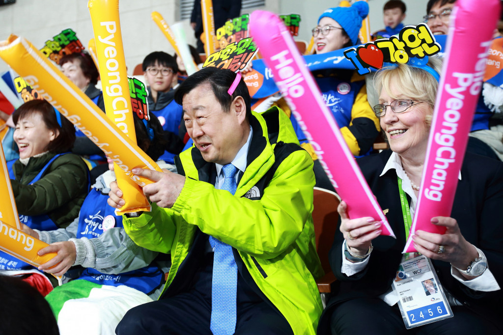 Pyeongchang 2018 President Lee Hee-beom and WCF head Kate Caithness were in attendance at the event ©Pyeongchang 2018