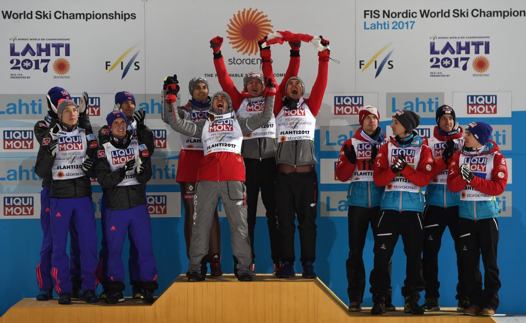 Poland took gold in the men's large hill ski jumping competition ©Getty Images