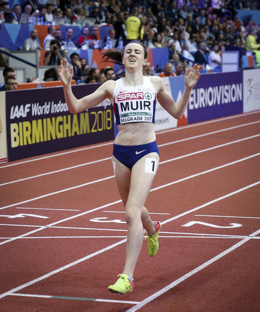 Britain's Laura Muir breaks the 32-year-old 1,500m European Indoor Championships record in Belgrade ©Getty Images