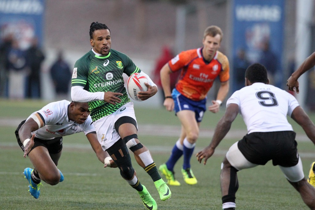 South Africa battled to a 19-12 victory over Fiji to clinch the Las Vegas Sevens title ©World Rugby