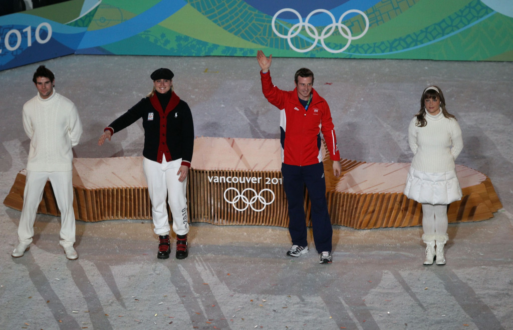 Adam Pengilly, second right, was sworn in as an IOC member at the Closing Ceremony of Vancouver 2010, along with current Athletes' Commission chair Angela Ruggiero ©Getty Images