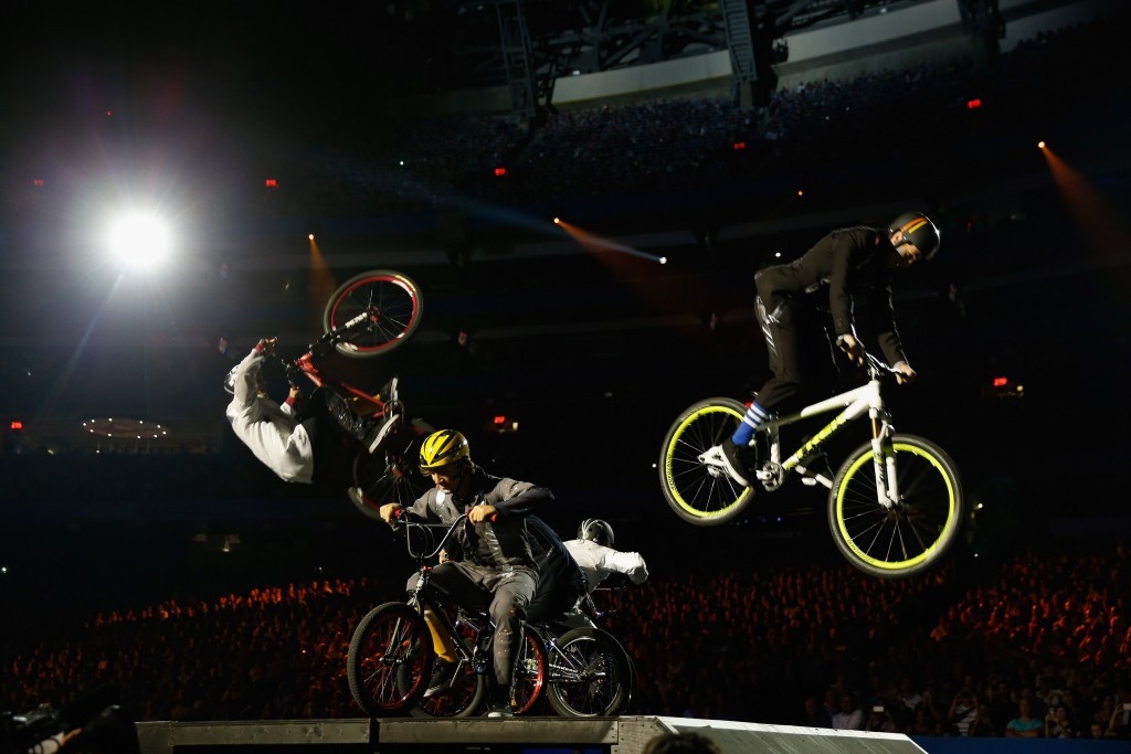 BMX cyclists perform during the Opening Ceremony in a homage to the Canadian youth ©Getty Images