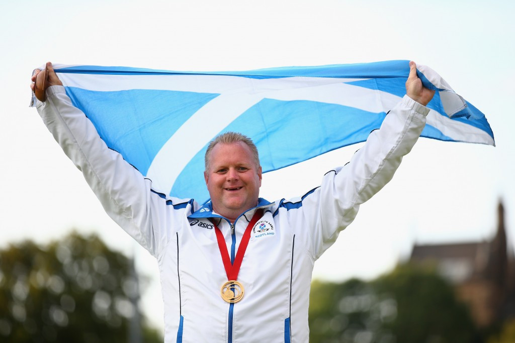 Scotland's lawn bowlers won three Commonwealth Games gold medals at Glasgow 2014, including Darren Burnett in the men's singles ©Getty Images