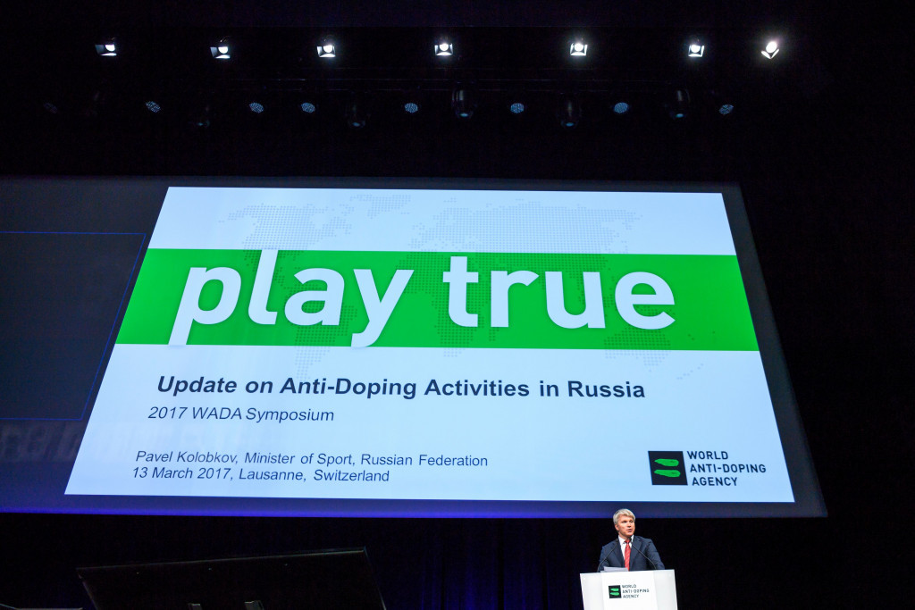 Travis Tygart was speaking at the WADA Annual Symposium, which was also attended by Russian Sports Minister Pavel Kolobkov ©Getty Images