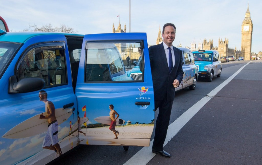 Gold Coast 2018 promoted on black London cabs