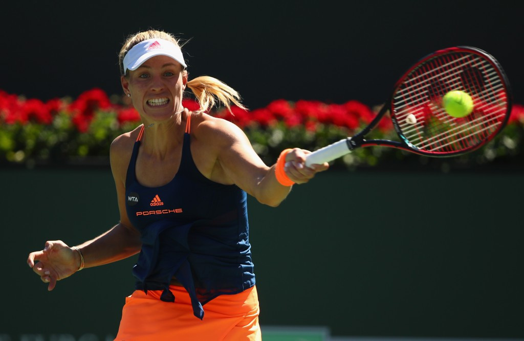 Angelique Kerber, pictured, beat Pauline Parmentier of France at the Indian Wells Masters today ©Getty Images