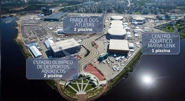 The company behind the temporary swimming pools used at last year's Olympic Games in Rio de Janeiro have disputed pictures which show they have fallen into disrepair ©Myrtha Pools