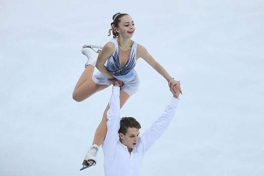 Aleksandra Boikova, top, and Dmitrii Kozlovskii, bottom, are among the favourites in the pairs event ©ISU