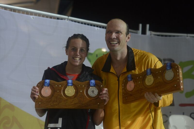 New Caledonia's Lara Grangeon and Papua New Guinea's Ryan Pini were the best-performing female and male swimmers of the Pacific Games meet