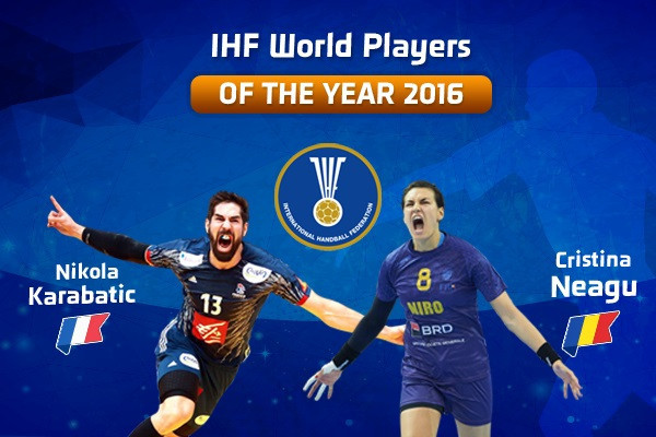 Nikola Karabatic, left, and Cristina Neagu, right, have been named the 2016 IHF men's and women's Players of the Year ©IHF