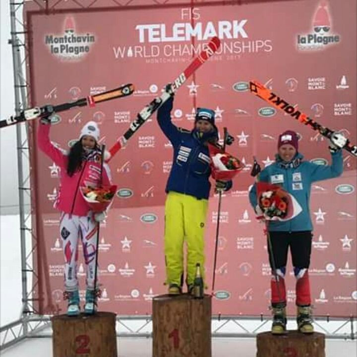 Switzerland’s Amelie Reymond made it a hat-trick of gold medals at the FIS Telemark World Championships after winning the women’s sprint event on the final day of action in French resort La Plagne ©Amelie Reymond/Facebook