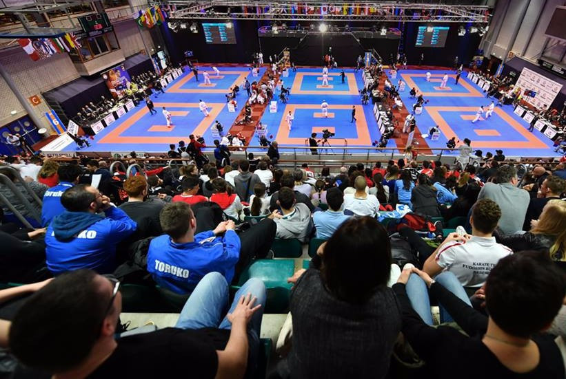 Action took place across seven weight categories at the Topsportcentre sports hall today ©WKF