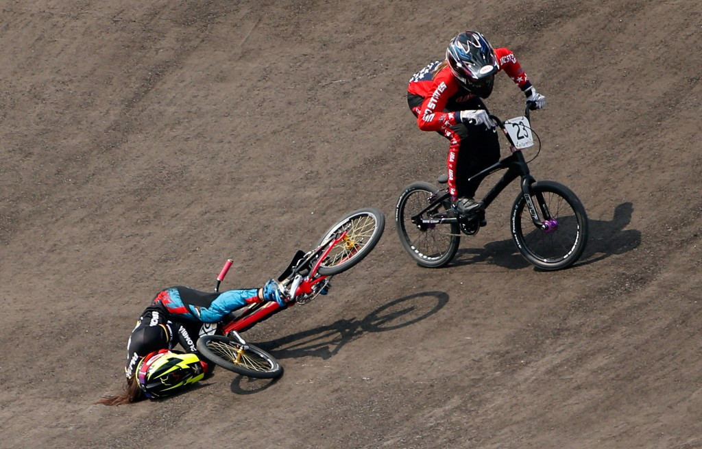Mariana Pajon crashed out of the women's BMX final to enable Felicia Stancil to claim victory ©Getty Images