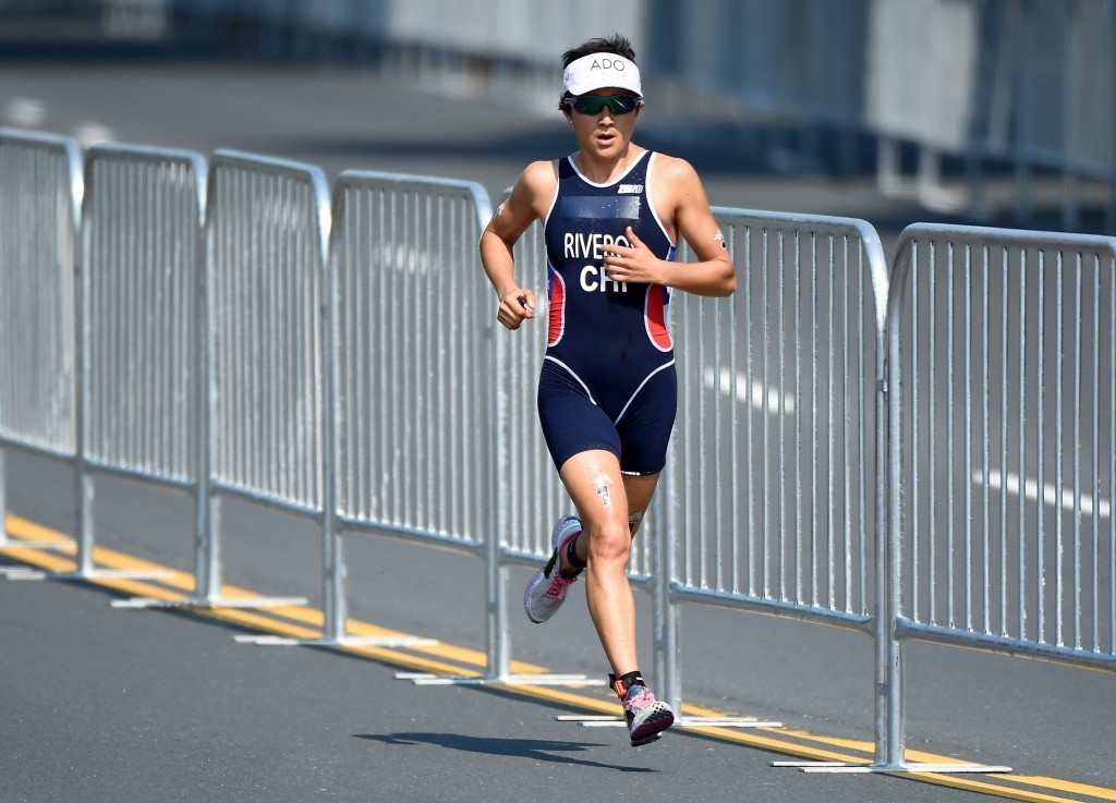 Barbara Riveros produced a dominant run to take gold in the women's triathlon ©Getty Images
