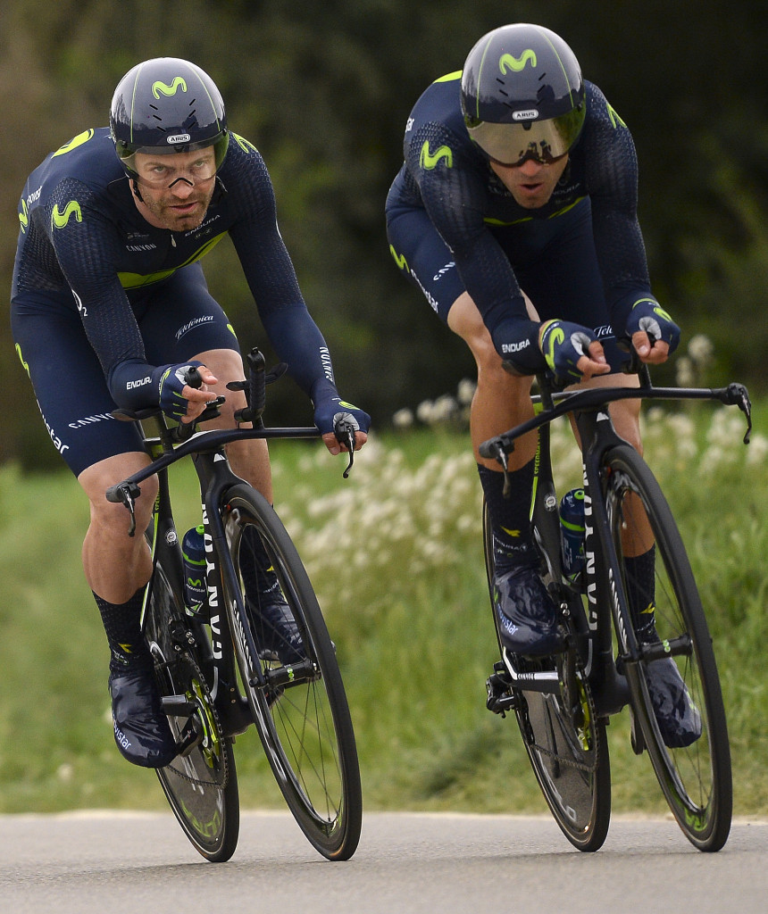 Jose Joaquin Rojas, left, has been stripped of the lead at the Volta a Catalunya following allegations of pushing with his Movistar team-mate Alejandro Valverde, right, taking over ©Getty Images