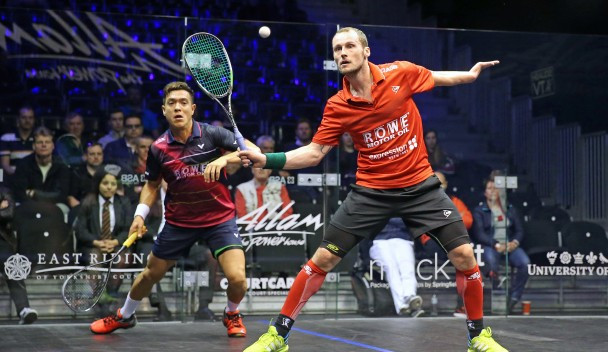 Gregory Gaultier, right, claimed a comfortable win over Miguel Angel Rodriguez, left ©PSA