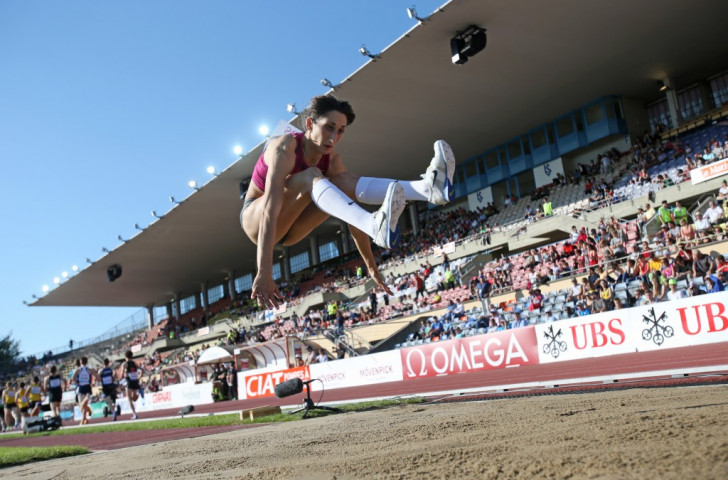 US triple jumper Mabel Gay in action at the not-too-large, not-too-small Stade De La Pontaise which is marked down for demolition