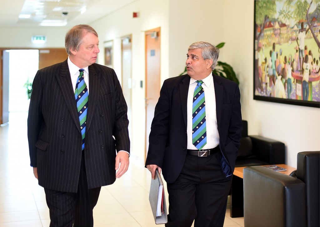 The ICC board claim Shashank Manohar, right, remaining in post will be key to ensuring governance and financial restructuring are achieved ©Getty Images