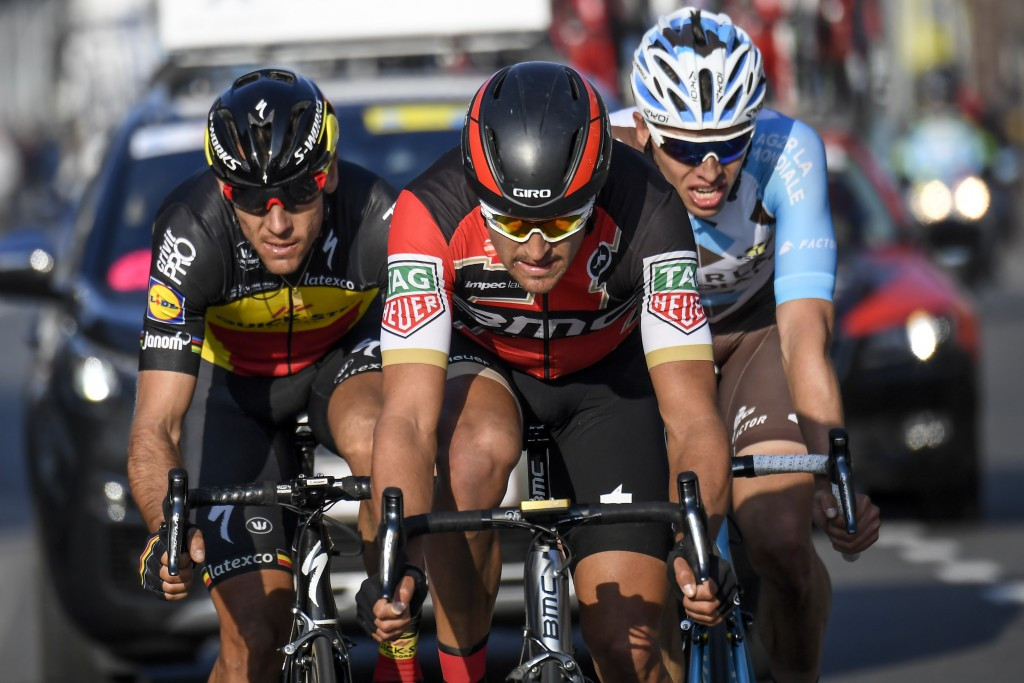 Philippe Gilbert, left, would miss out on the victory along with Oliver Naesen, right ©Getty Images