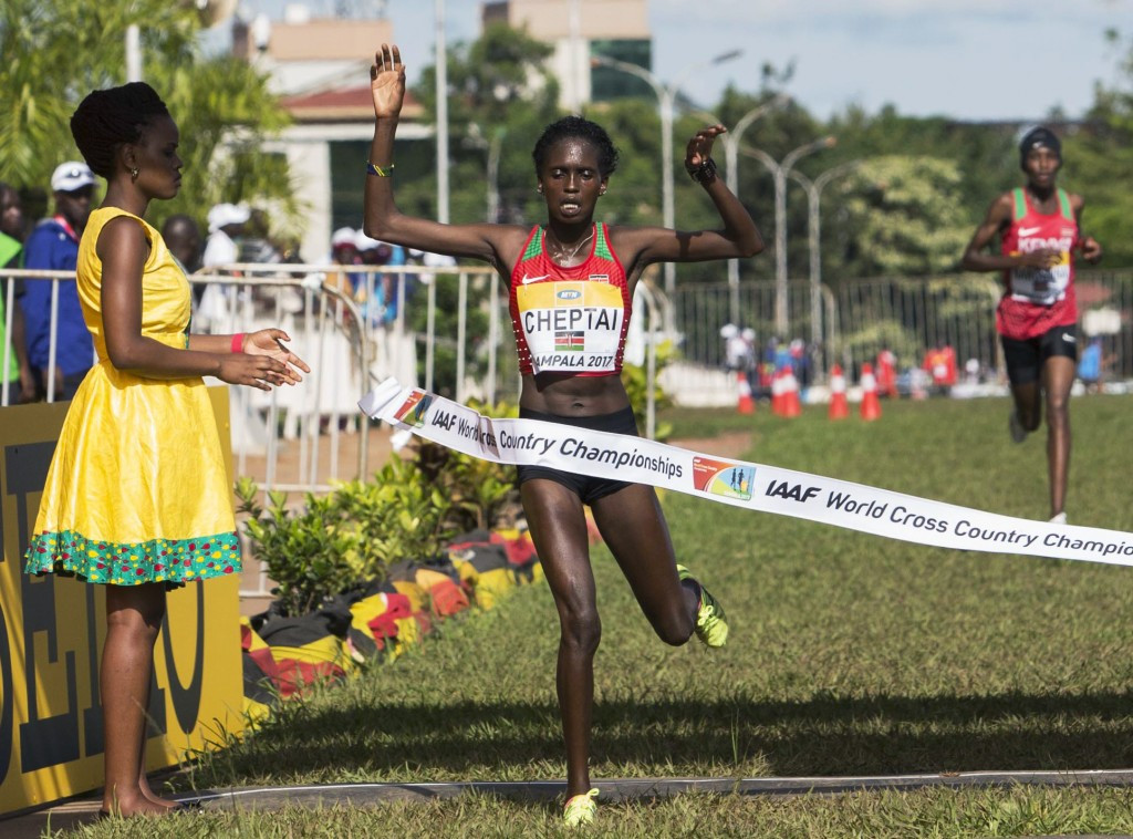 Irene Chepet Cheptai led an extraordinary Kenyan sweep of the first six places in the women's senior event ©Getty Images
