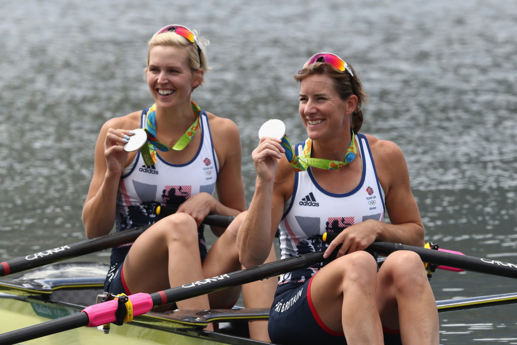 Dame Katherine Grainger, right, partnered Victoria Thornley, left, to double sculls silver at the Rio 2016 Olympic Games ©Getty Images
