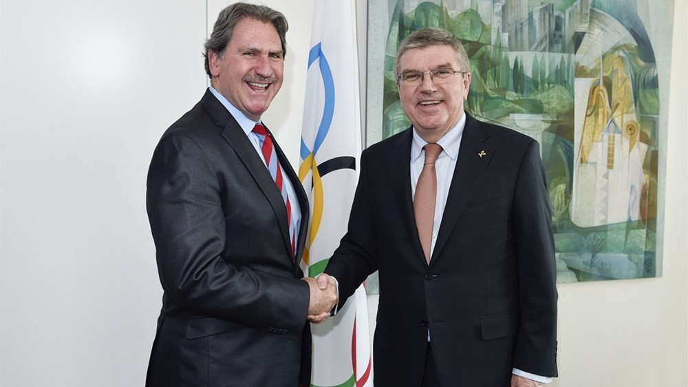 IOC President Thomas Bach praised the "innovative" approach of the ITF during the meeting ©IOC Media