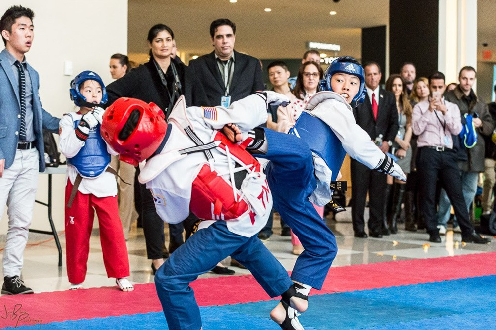 The taekwondo demonstration team performed a 