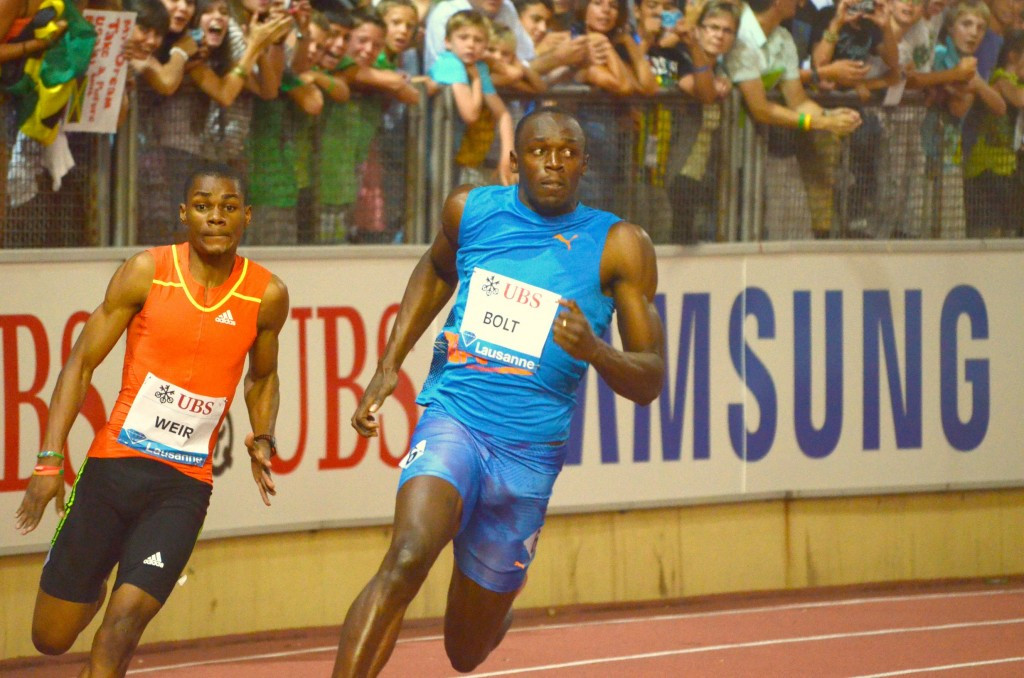 Usain Bolt tamed the tight bends at the Stade De La Pontaise in 2012 to win the 200 metres 