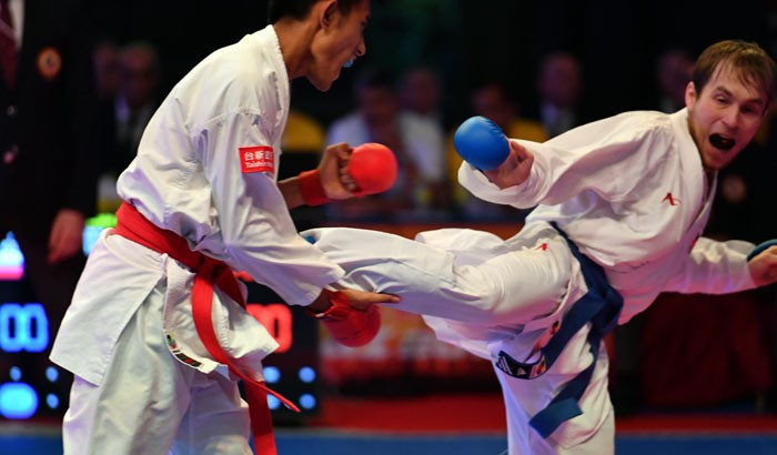 The opening day's action provided a thrilling spectacle for fans inside the arena ©WKF