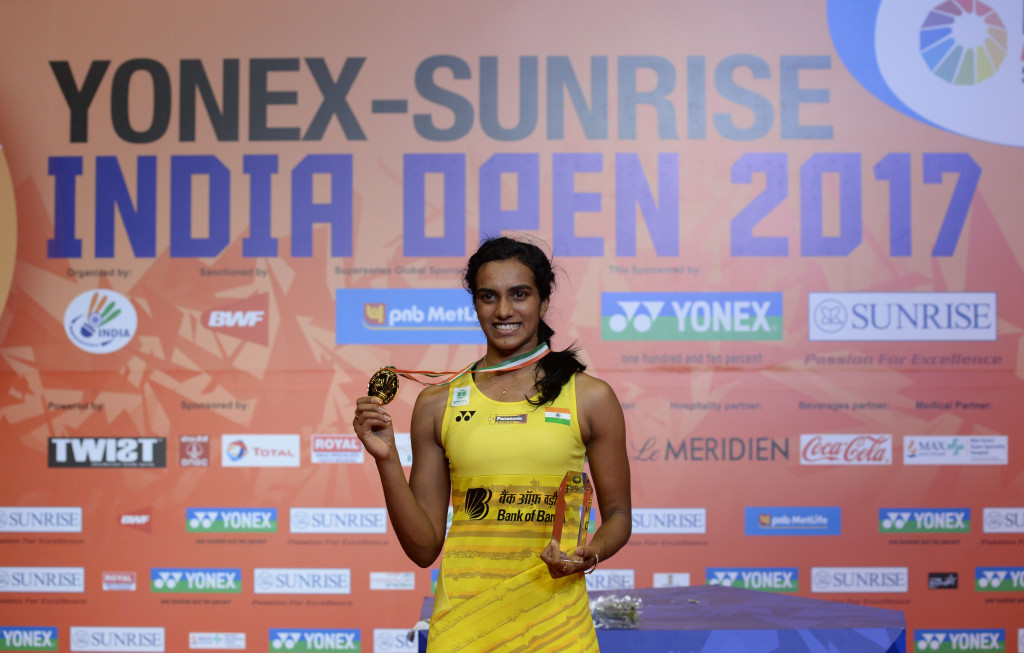 P.V Sindhu delighted the home crowd with victory over Carolina Marin in the women's singles final ©Getty Images