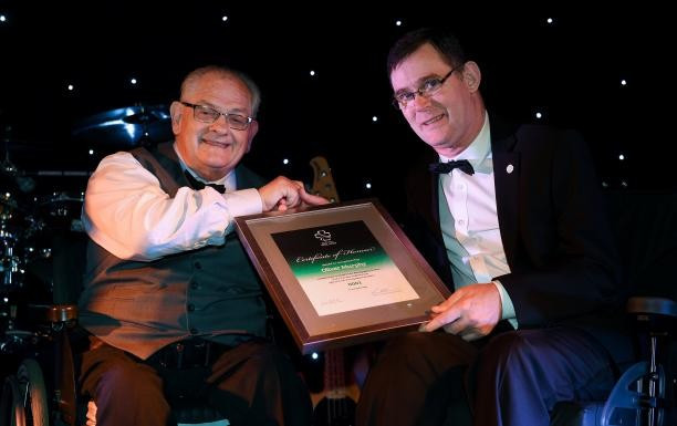 Oliver Murphy, left,  was presented with the number one pin at the launch last year ©Paralympics Ireland