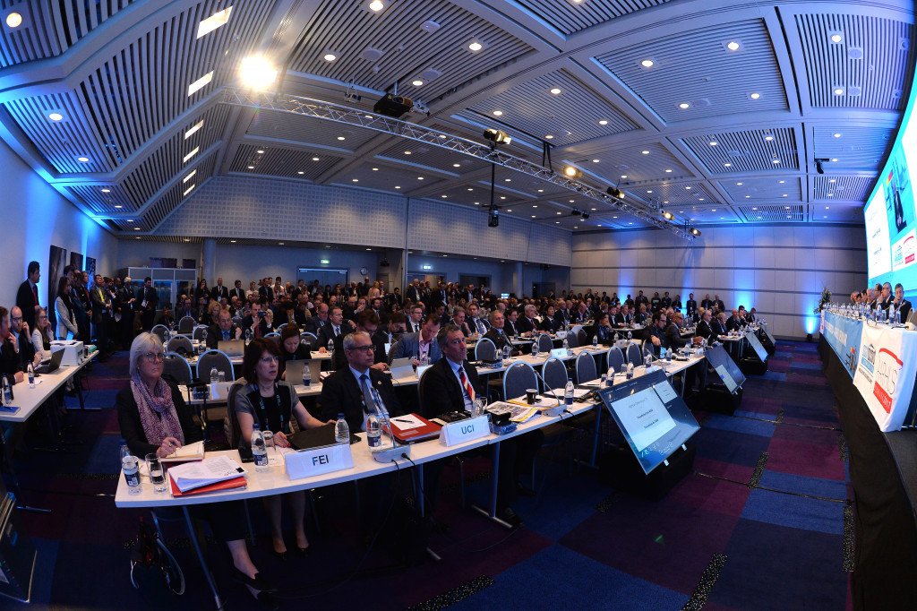 A packed room of delegates watched the ASOIF General Assembly ©Getty Images