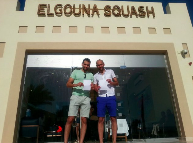 Brothers Marwan, right, and Mohamed Elshorbagy, left, also took part in today's celebrations ©PSA