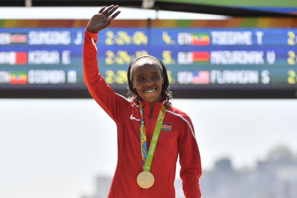 Olympic champion Jemima Sumgong has failed a drug test ©Getty Images