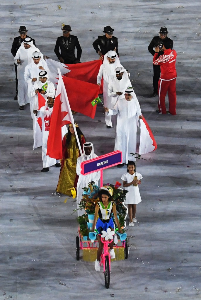 Bahrain's team march at the Opening Ceremony of the Rio 2016 Olympic Games ©BOC