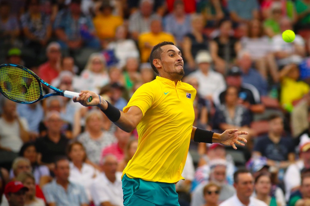 Nick Kyrgios, pictured, beat Sam Querrey today to send Australia through ©Getty Images