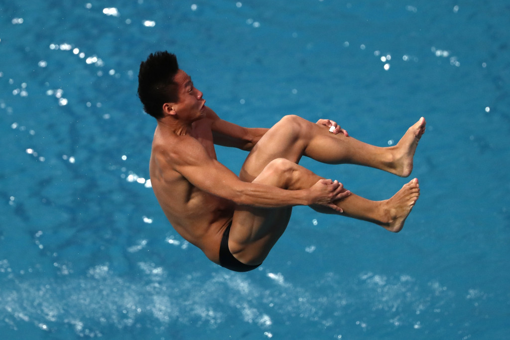 He Chao won one of China's two gold medals today at the FINA Diving Grand Prix in Gatineau, coming out on top in the men's three metres springboard event ©Getty Images