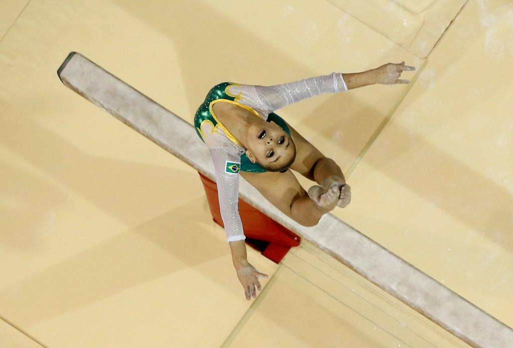 Flavia Lopes Saraiva of Brazil competes on the balance beam during the women's all around artistic gymnastics final ©Getty Images